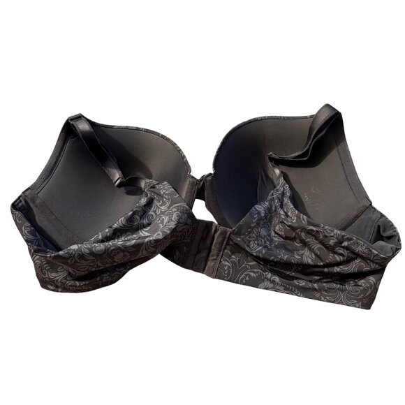 Torrid Curve Black & Gray Floral Underwire Bra 46C Adjustable Straps Padded Cups - Picture 3 of 3